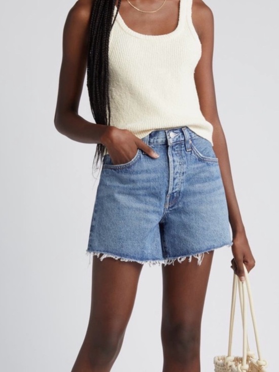 Agolde Pants - NWT Agolde Parker Long Denim Shorts - Skywave
